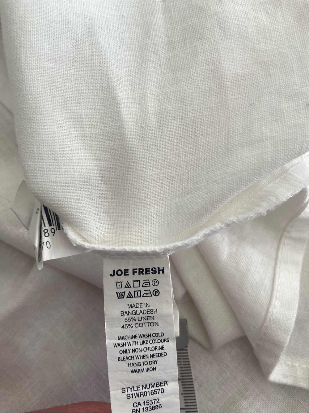 White Linen Cotton Mini Summer Dress Medium Ruched Waist Pockets NWOT - Picture 5 of 7